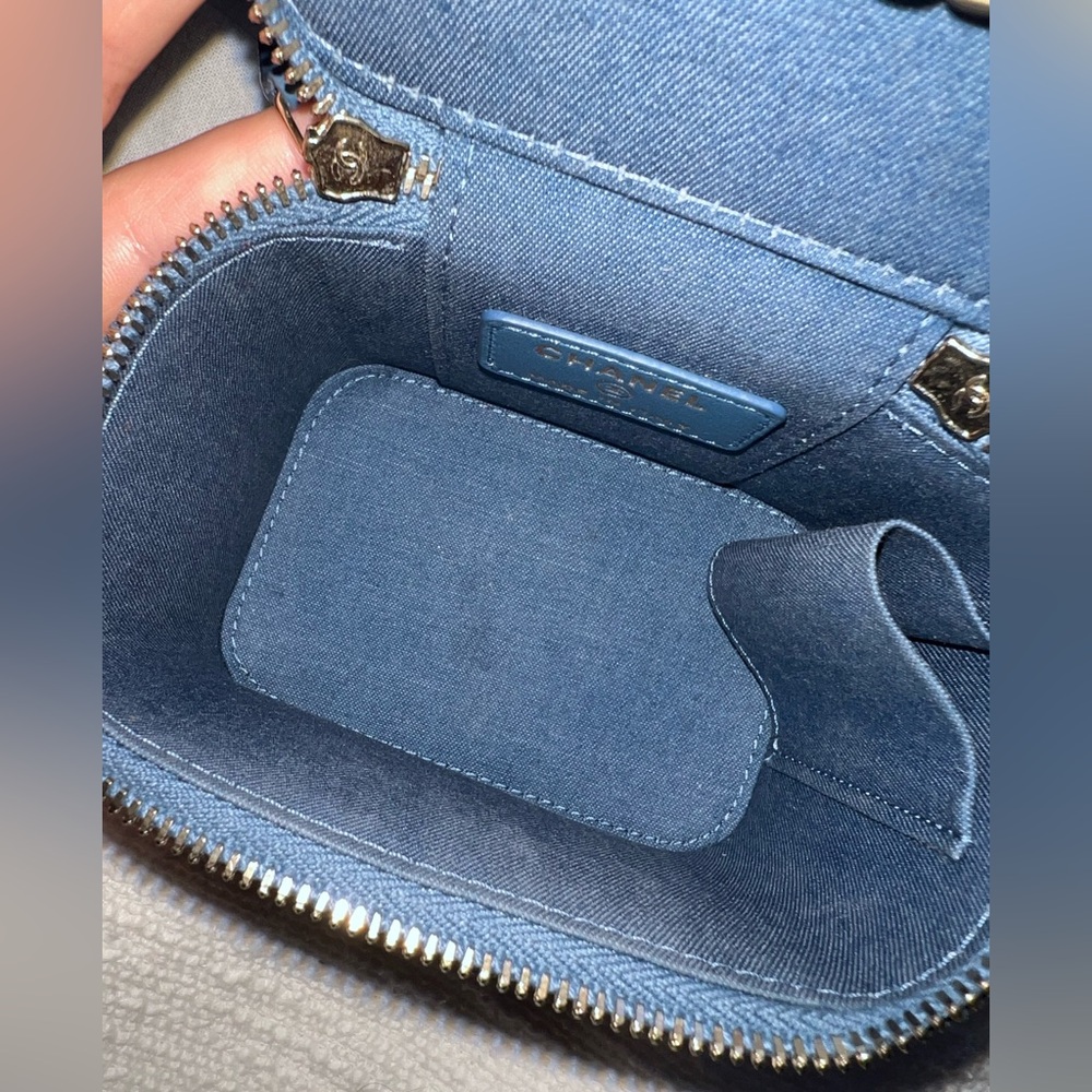 Chanel Pearl Crush Denim Mini Vanity on a Chain - Picture 10 of 11